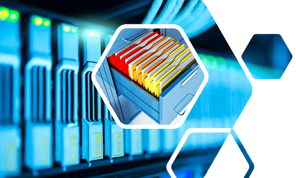 Streamlining Insurance Success: Harnessing the Power of an Agency Management System for Your Agency - File Folder and Server graphic